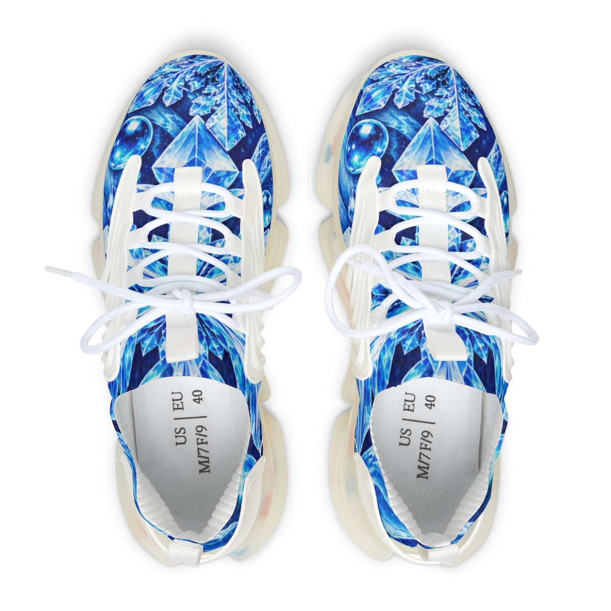 Blue Crystal Mesh Sneakers — Women's Lightweight Athletic Shoes