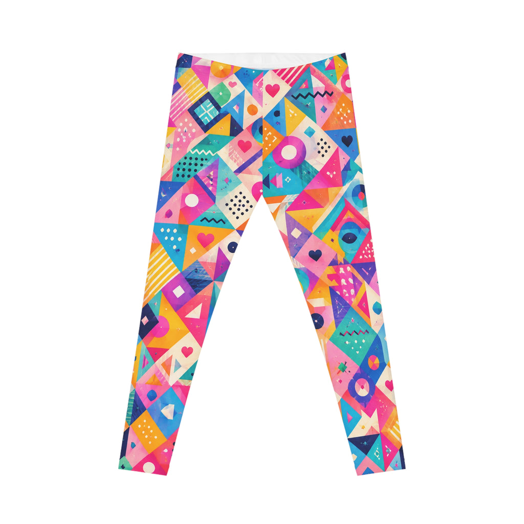Colorful Geometric Print Leggings — Bright Abstract All-Over Pattern
