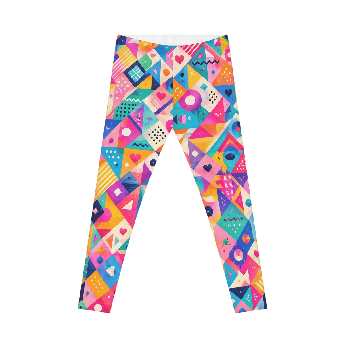 Colorful Geometric Print Leggings — Bright Abstract All-Over Pattern