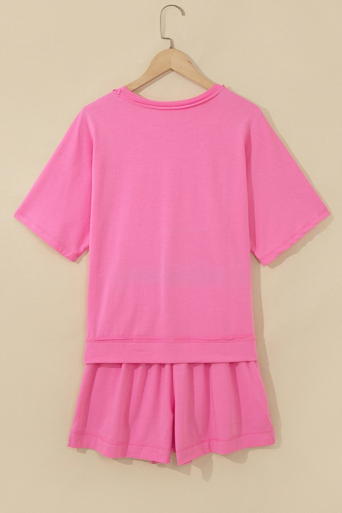 Oversized Raw Edge Patch Pocket Top & Shorts Set
