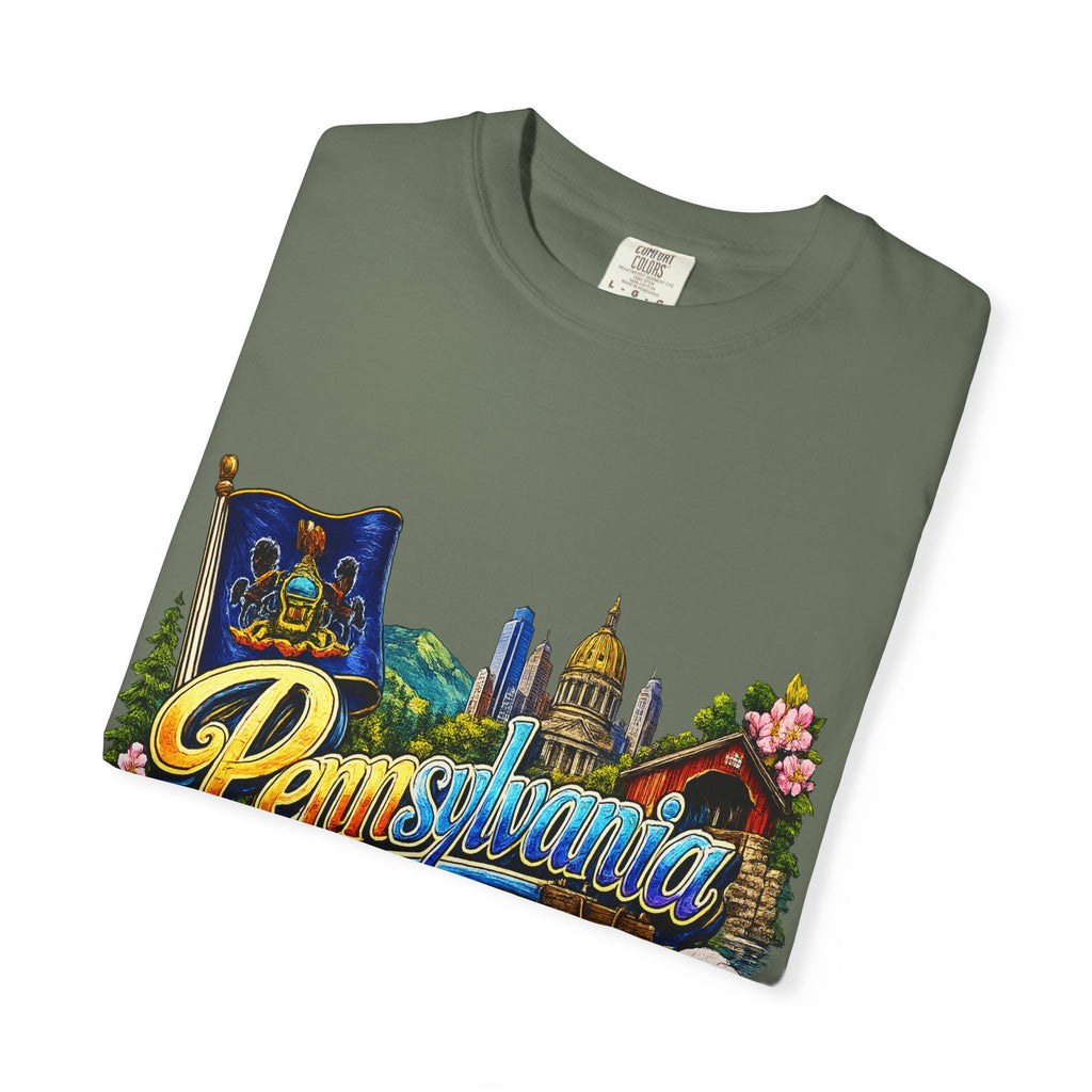 Pennsylvania Vintage Postcard T-Shirt | State Skyline Tee