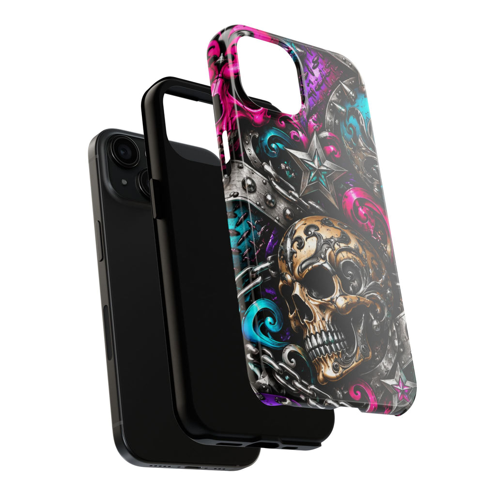 Skull & Stars Tough Phone Case | Colorful Gothic Skull Phone Case