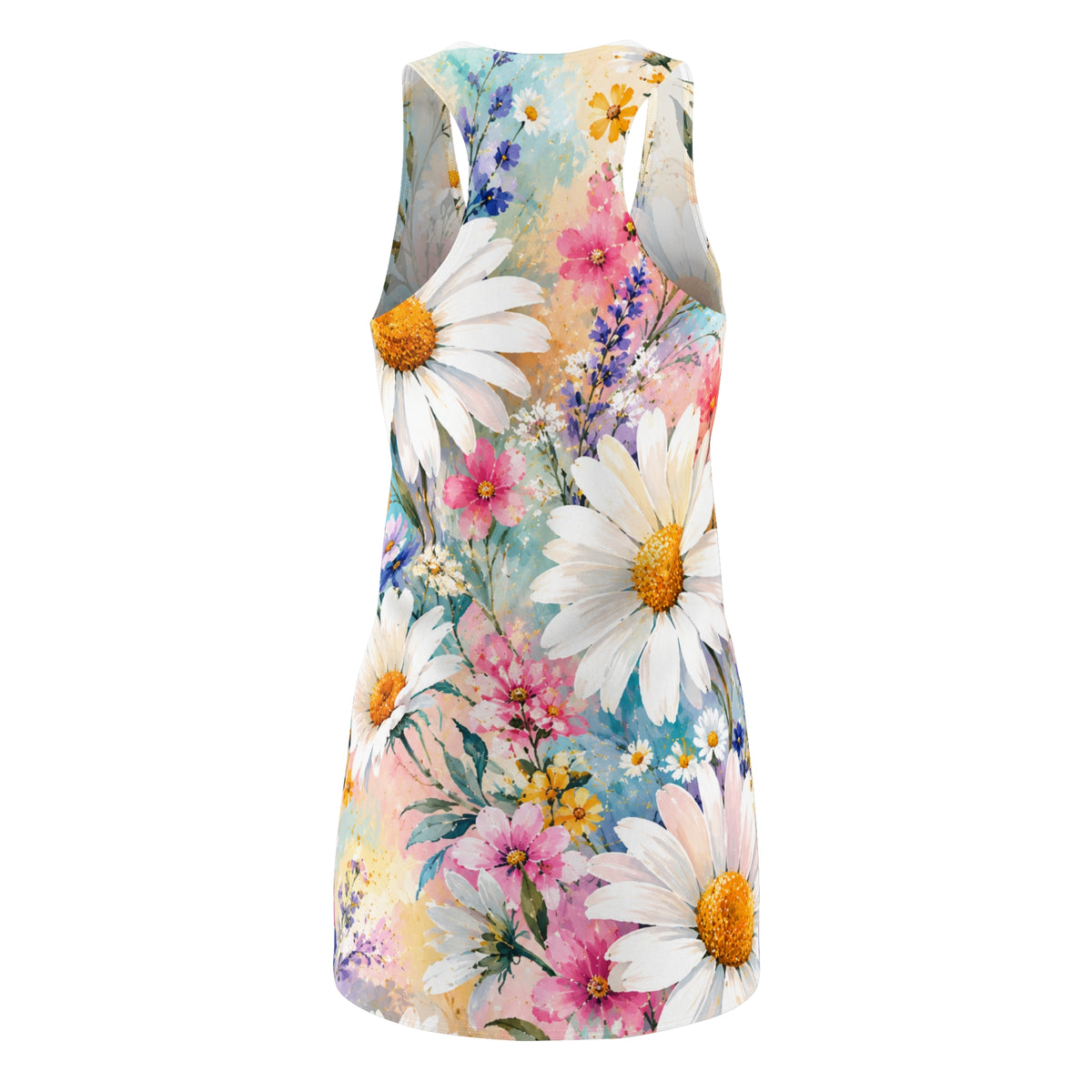 Daisy Watercolor Floral Racerback Dress | All Over Print