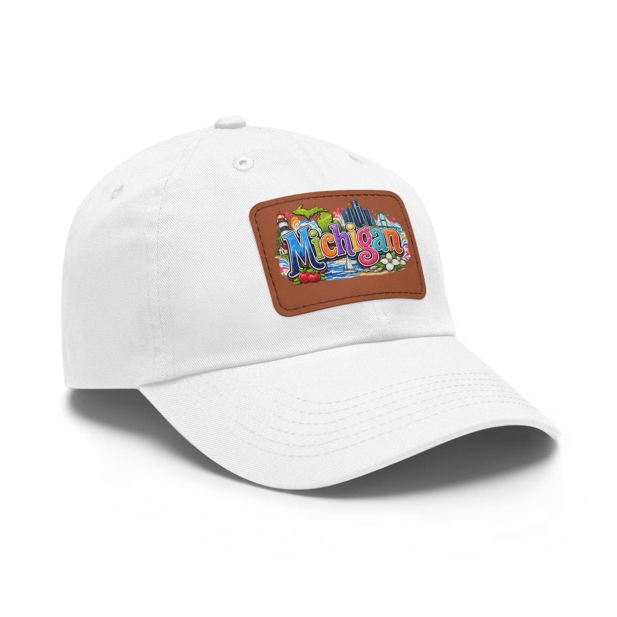 Michigan Patch Dad Hat | Leather Rectangle Patch