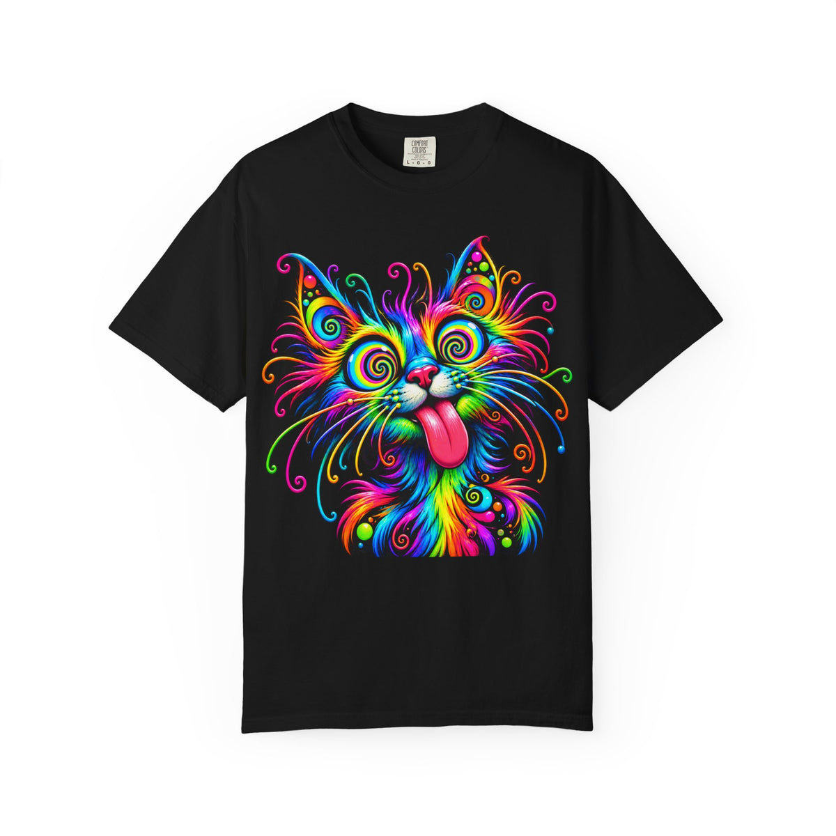 Psychedelic Rainbow Cat T-Shirt — Colorful Funky Cat Graphic Tee
