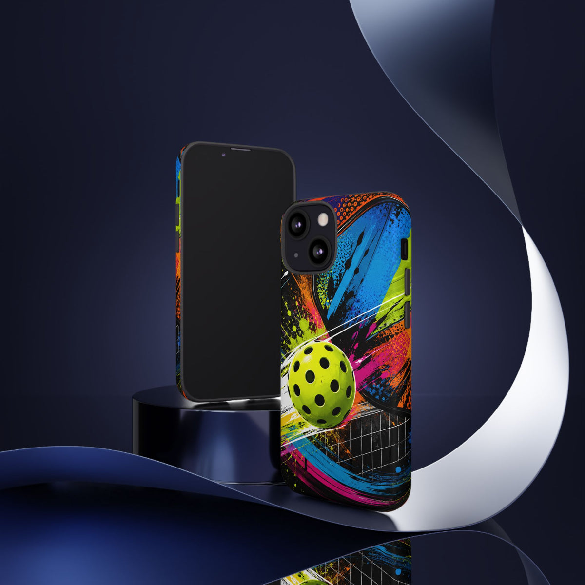 Pickleball Phone Case – Neon Paddle & Ball Splash Tough Case