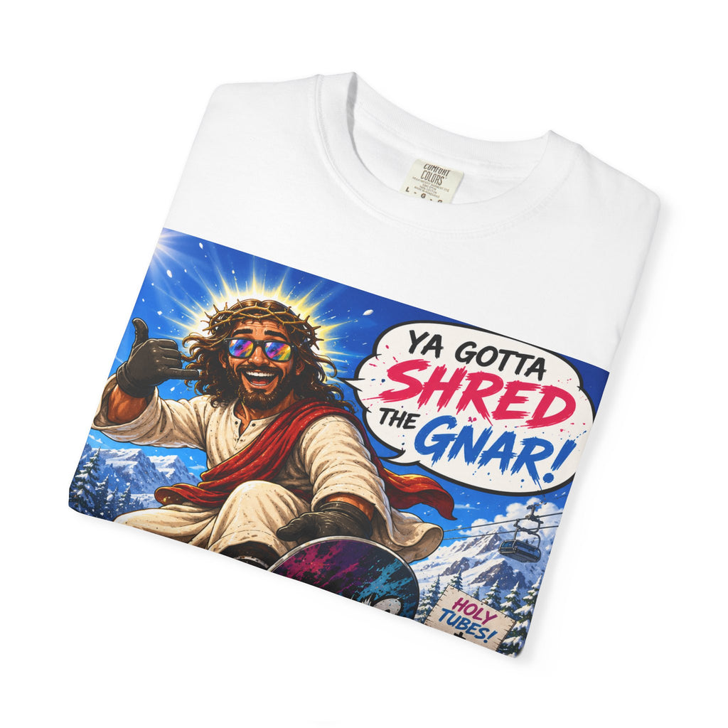 Jesus Skateboarding Shred the Gnar T-shirt | Christian Skateboard Design