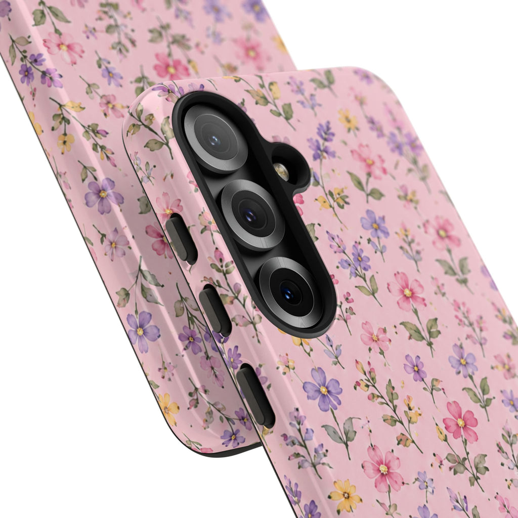 Floral Pink Tough Phone Case — Pastel Wildflower Protective Case