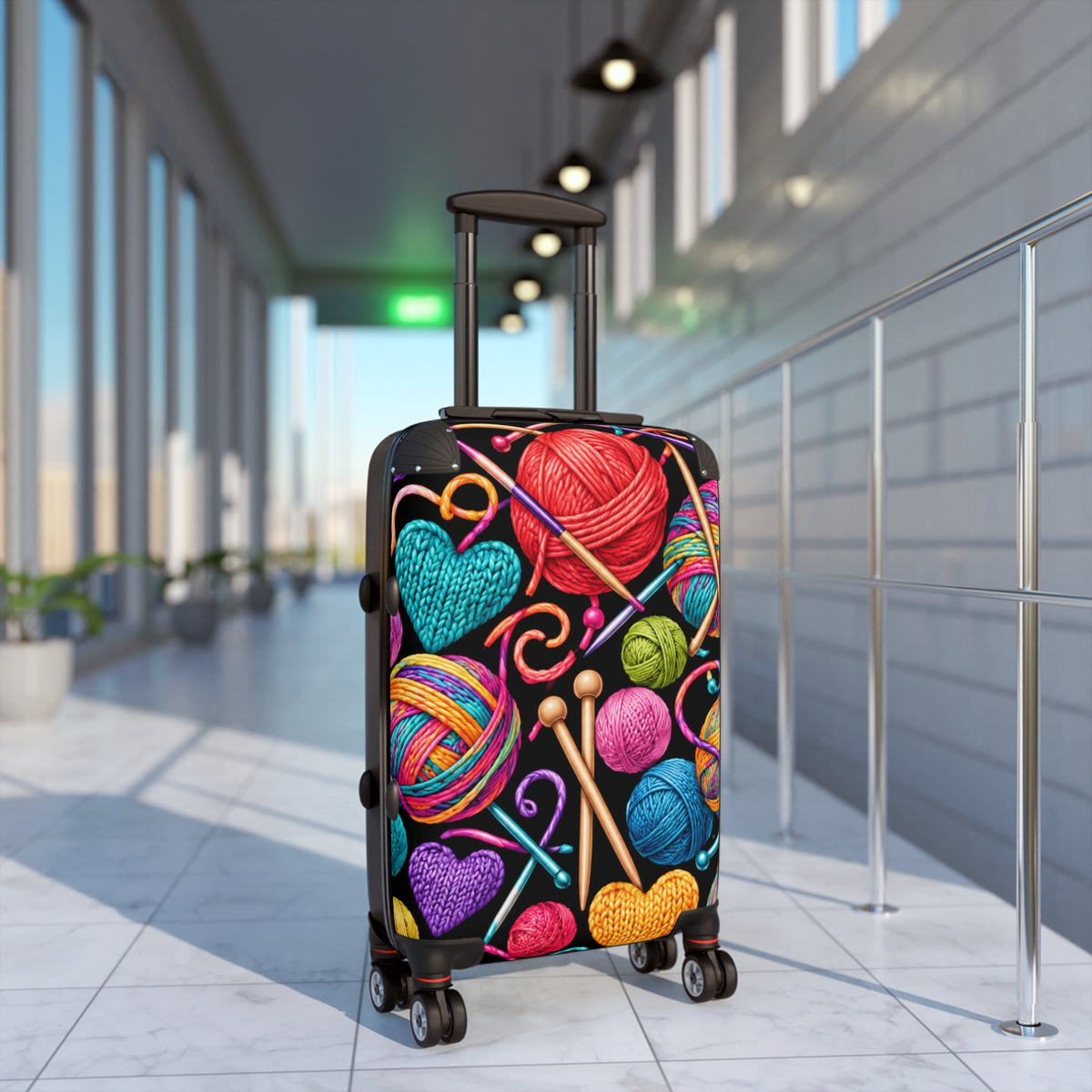 Knitting Hearts Suitcase – Colorful Yarn & Needles Carry-On