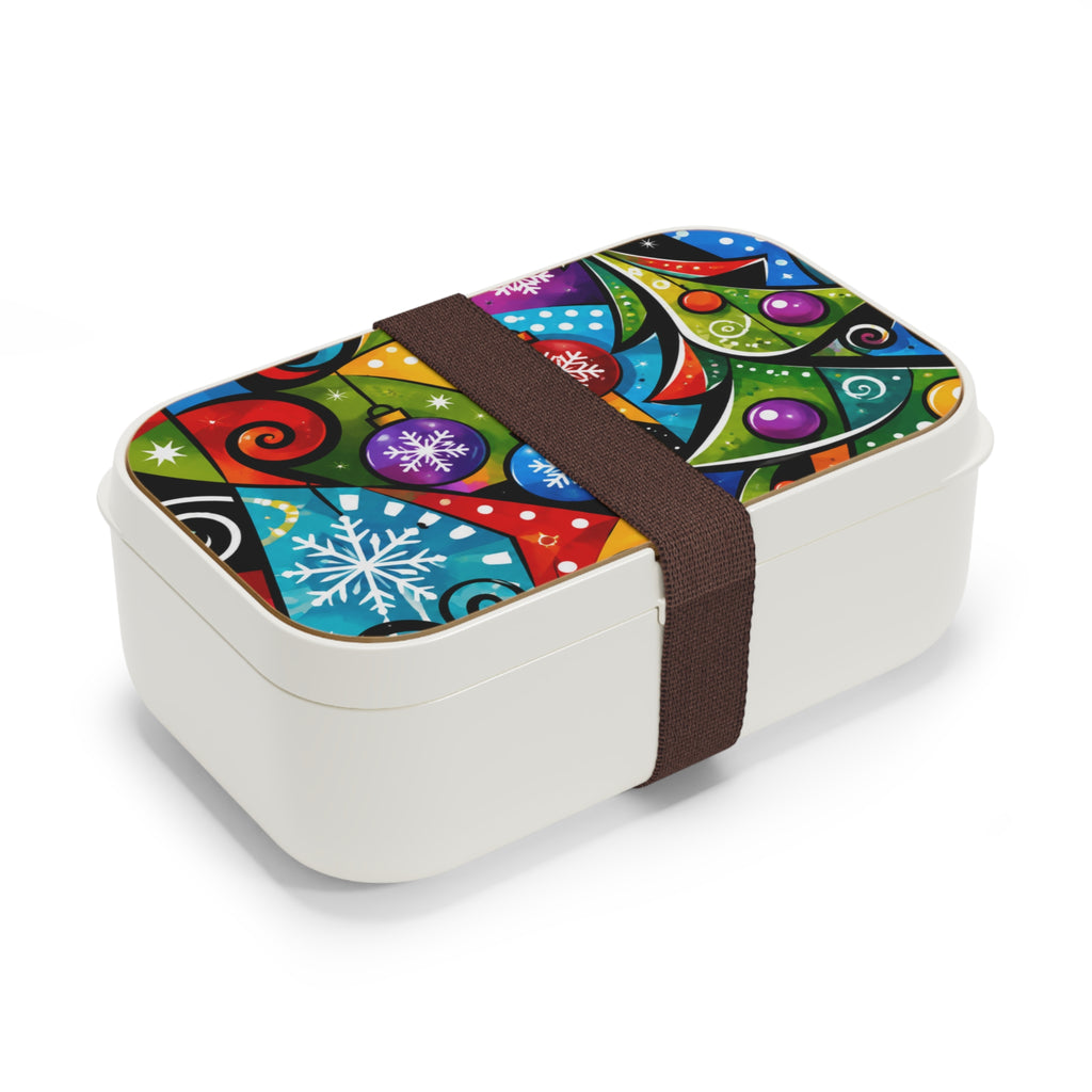 Holiday Christmas Bento Lunch Box — Colorful Tree & Ornaments Design