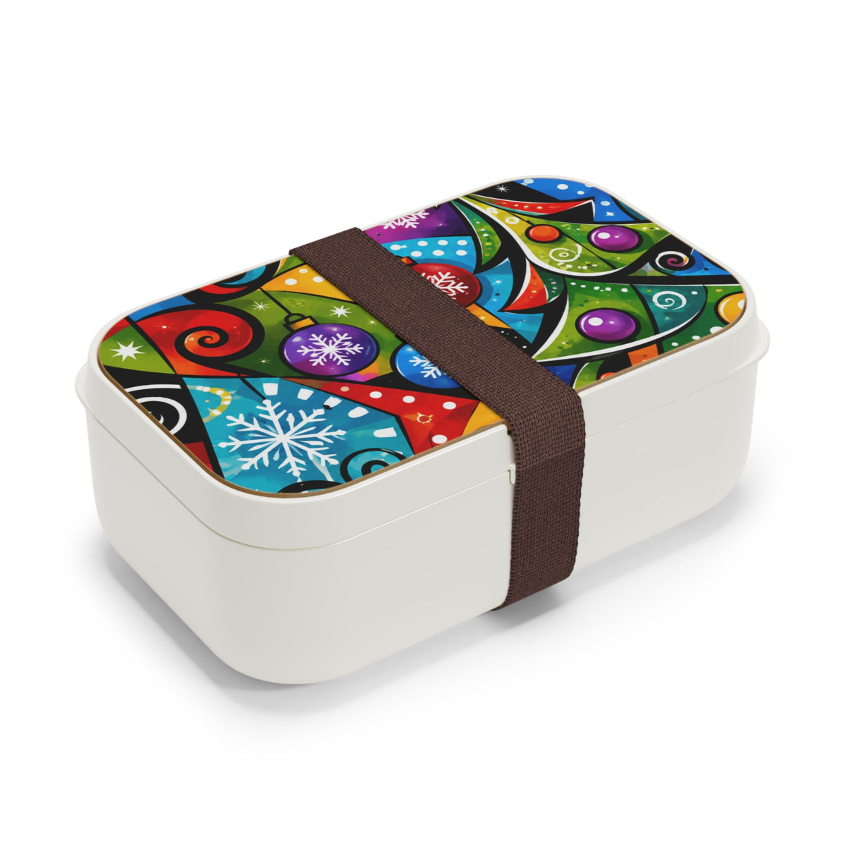 Holiday Christmas Bento Lunch Box — Colorful Tree & Ornaments Design