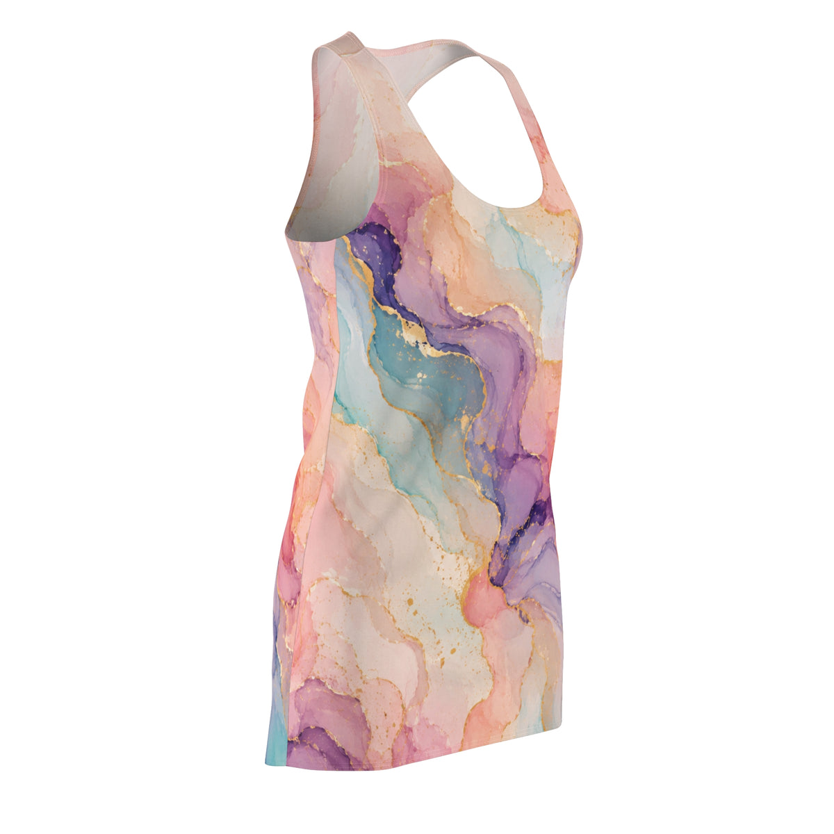 Watercolor Marble Print Racerback Dress | Pastel Abstract Swirls