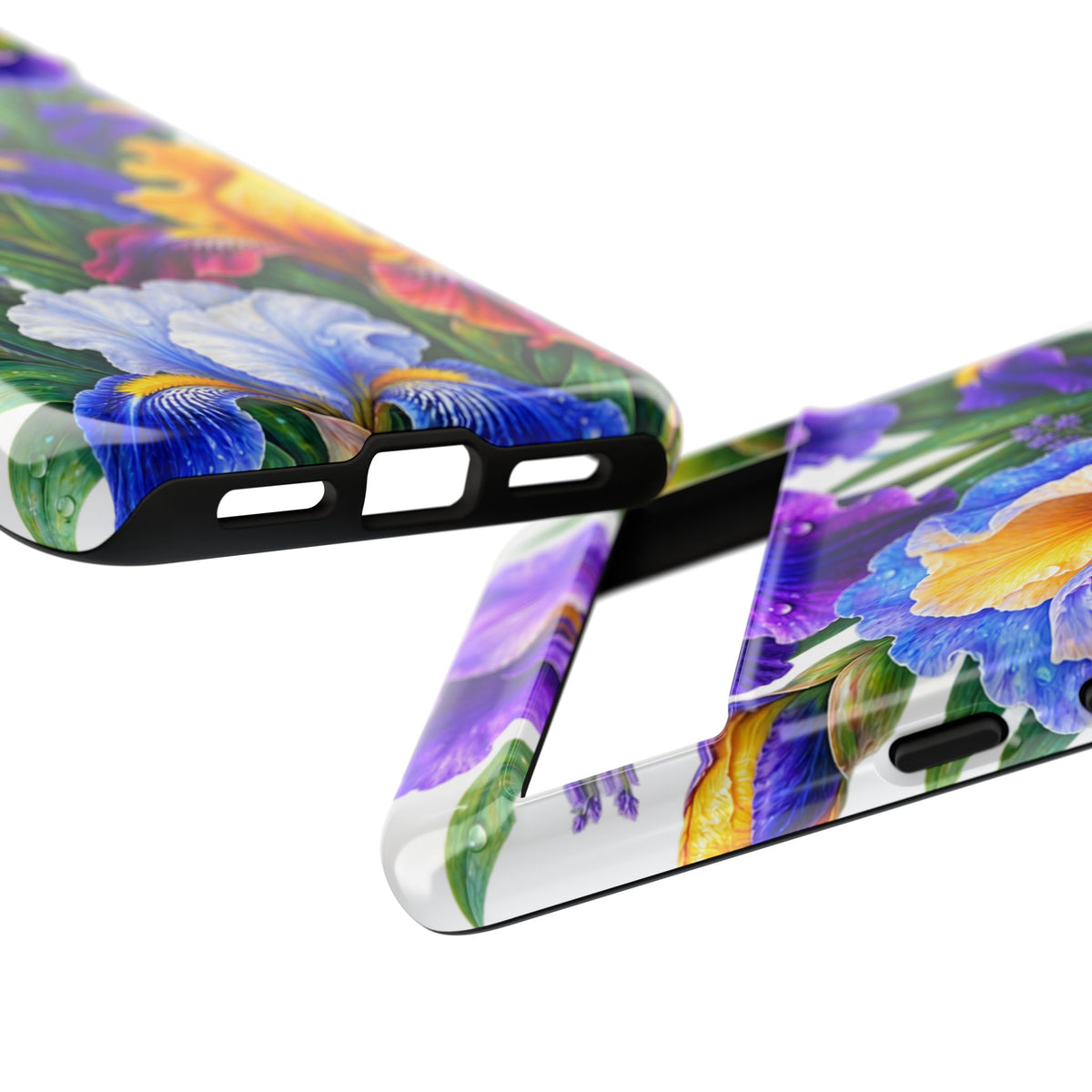 Floral Iris Tough Phone Case — Colorful Watercolor Iris Protective Cover