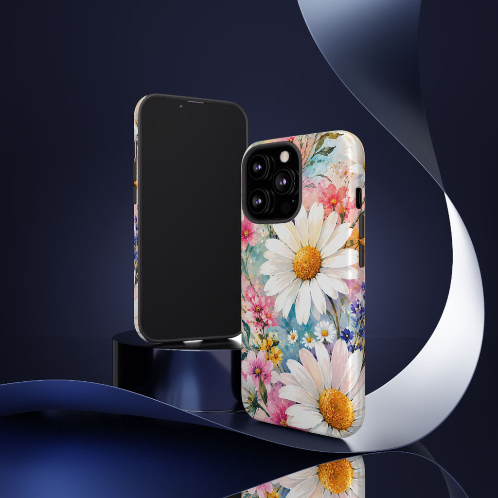 Floral Daisy Phone Case — Watercolor Daisies Protective Tough Case