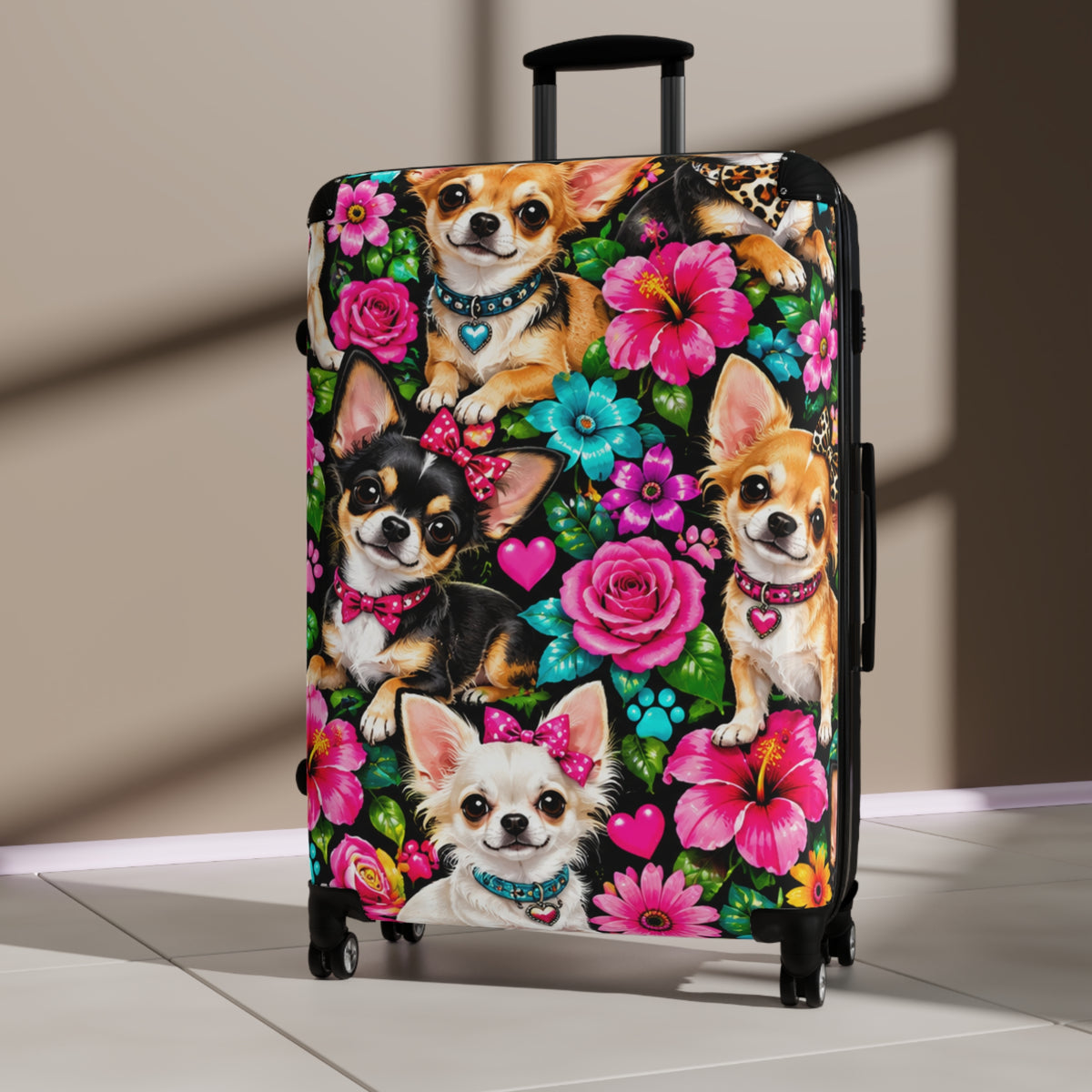 Chihuahua Floral Suitcase – Cute Dog Print Carry-On Luggage