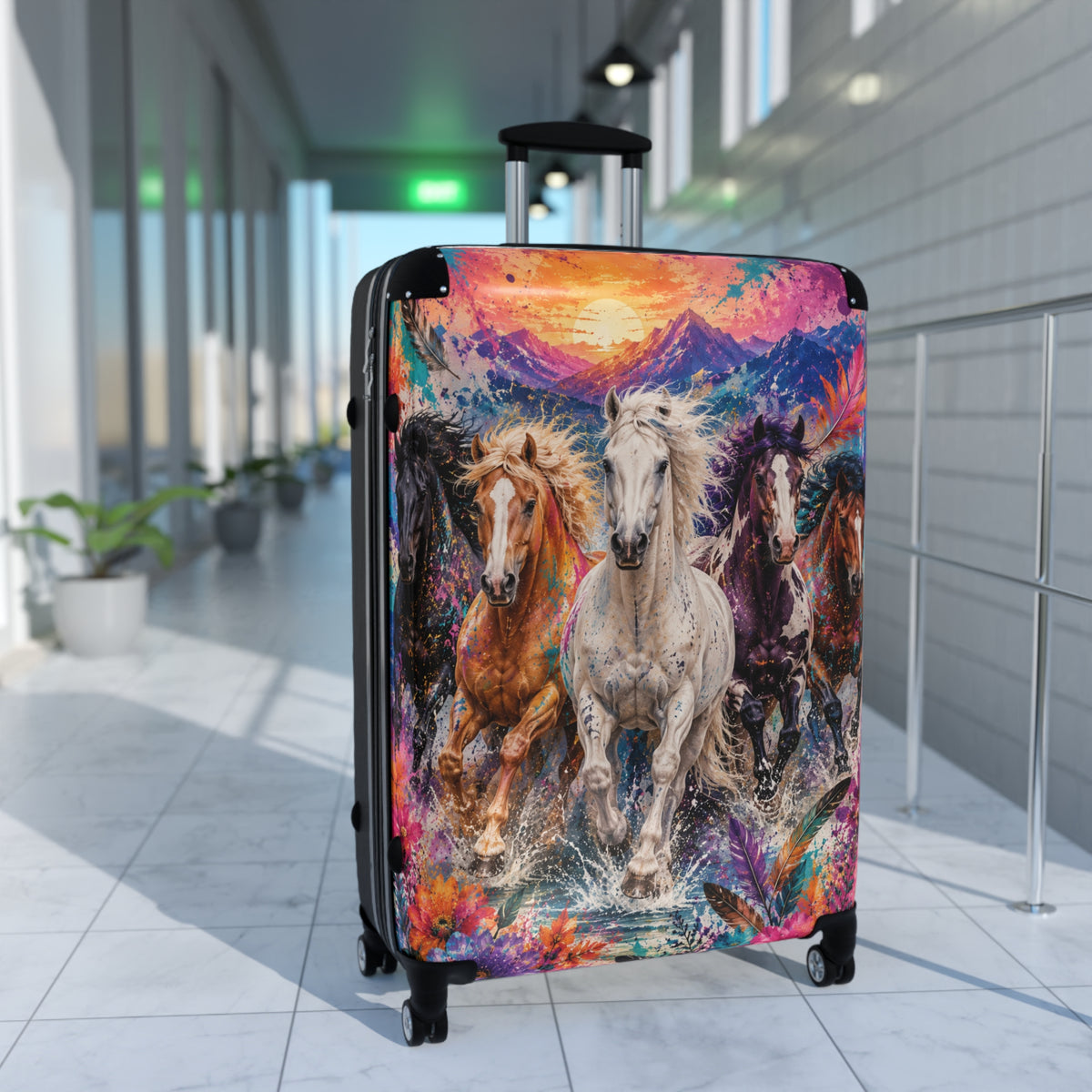 Running Wild Horse Suitcase – Colorful Galloping Horses Carry-On