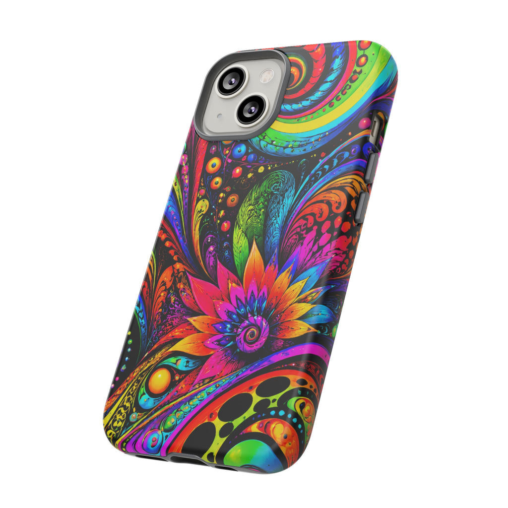 Psychedelic Floral Phone Case — Vibrant Swirl Tough Protective Cover