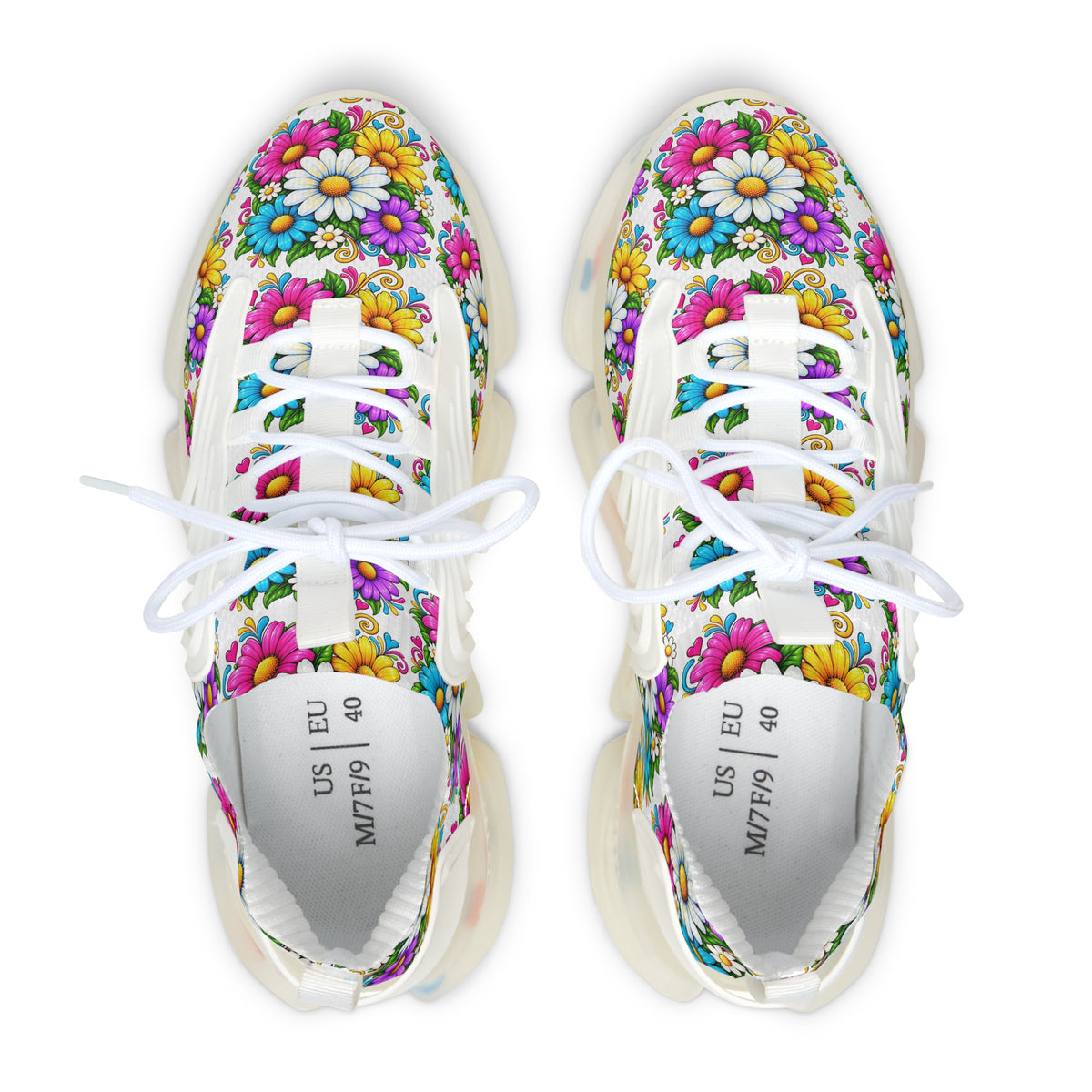 Daisy Garden Mesh Sneakers — Floral Women's Athletic Shoes