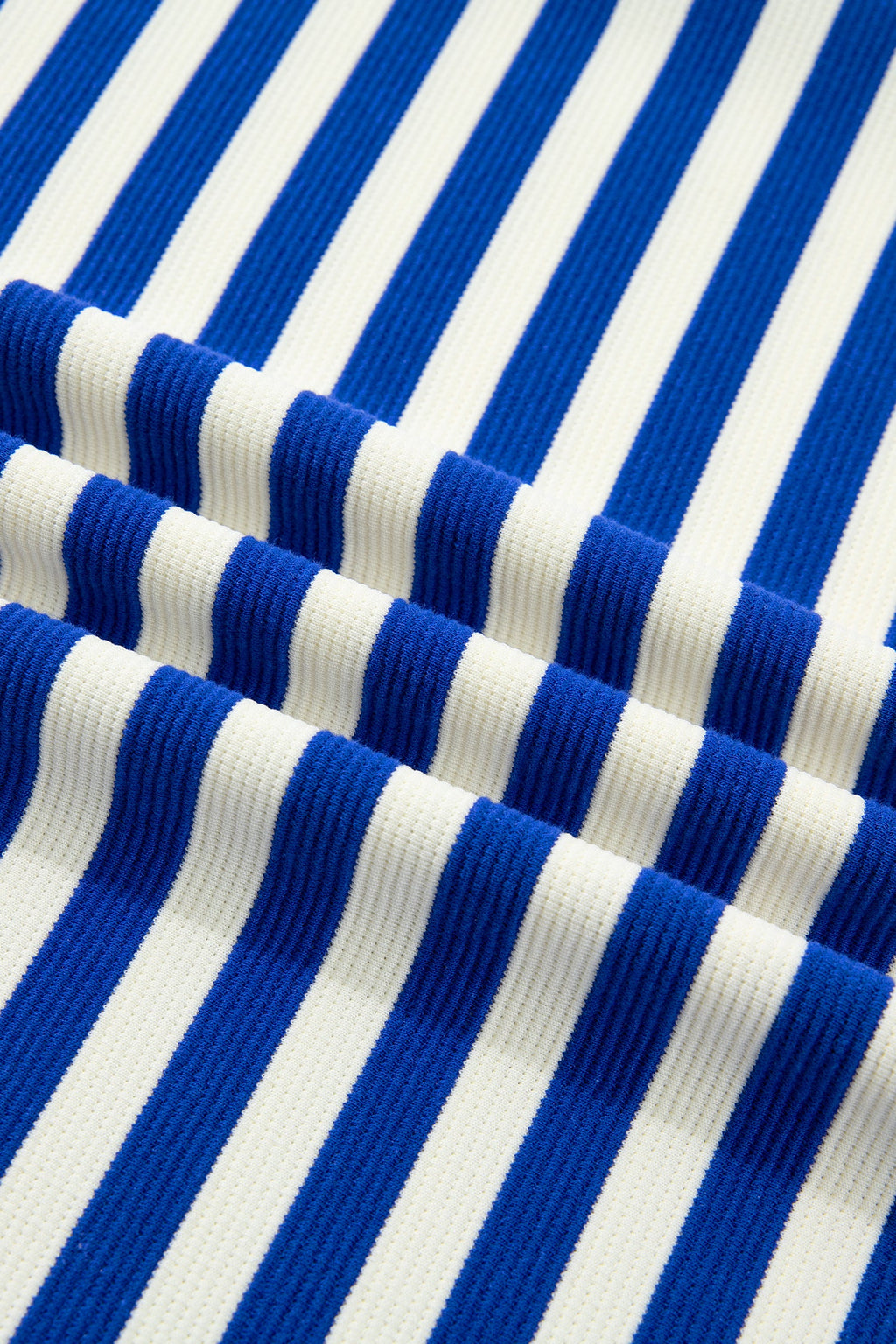 Stripe Contrast Trim Polo Collar Ruffle Sleeve Blouse