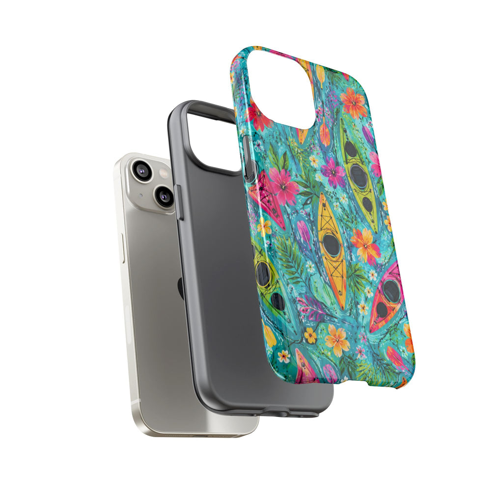 Tropical Kayak Phone Case – Colorful Floral Waterproof Pattern