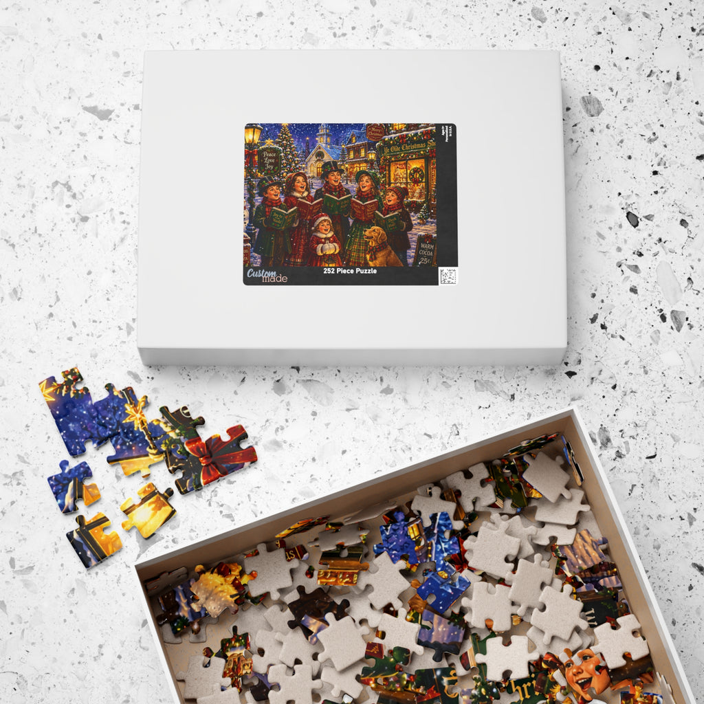 Vintage Christmas Carolers Jigsaw Puzzle – Holiday Village Scene (110–1014 pcs)