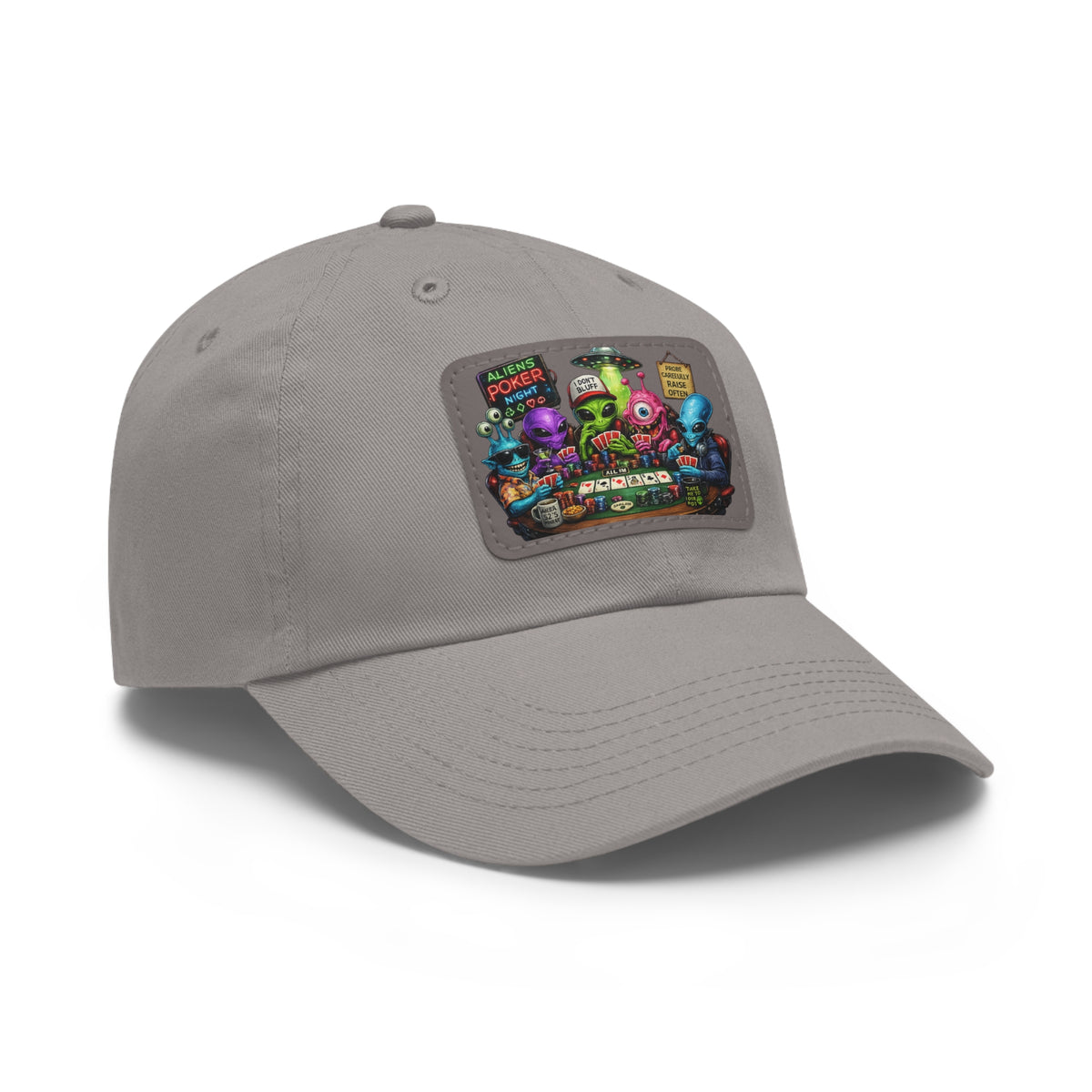 Alien Poker Crew Dad Hat | Leather Patch Baseball Cap