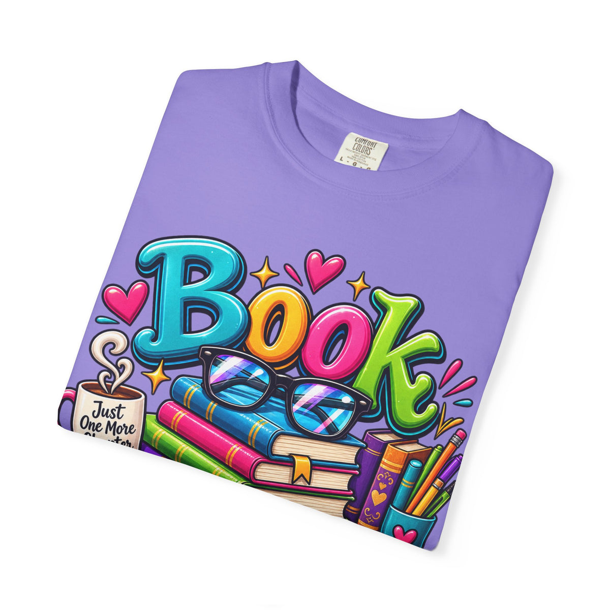 Book Nerd T-Shirt | Colorful Stacked Books Illustration