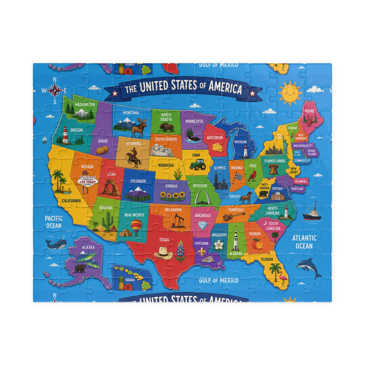 United States Map Puzzle 520-Piece jigsaw | US States educational game