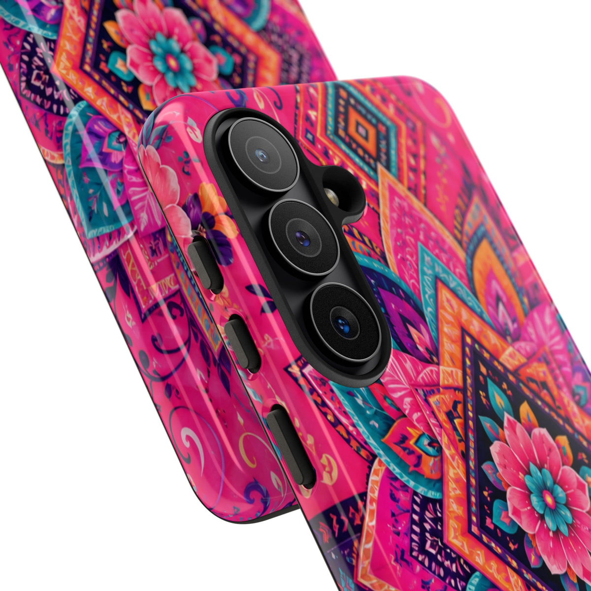 Floral Mandala Tough Phone Case — Pink Boho Protective Cover