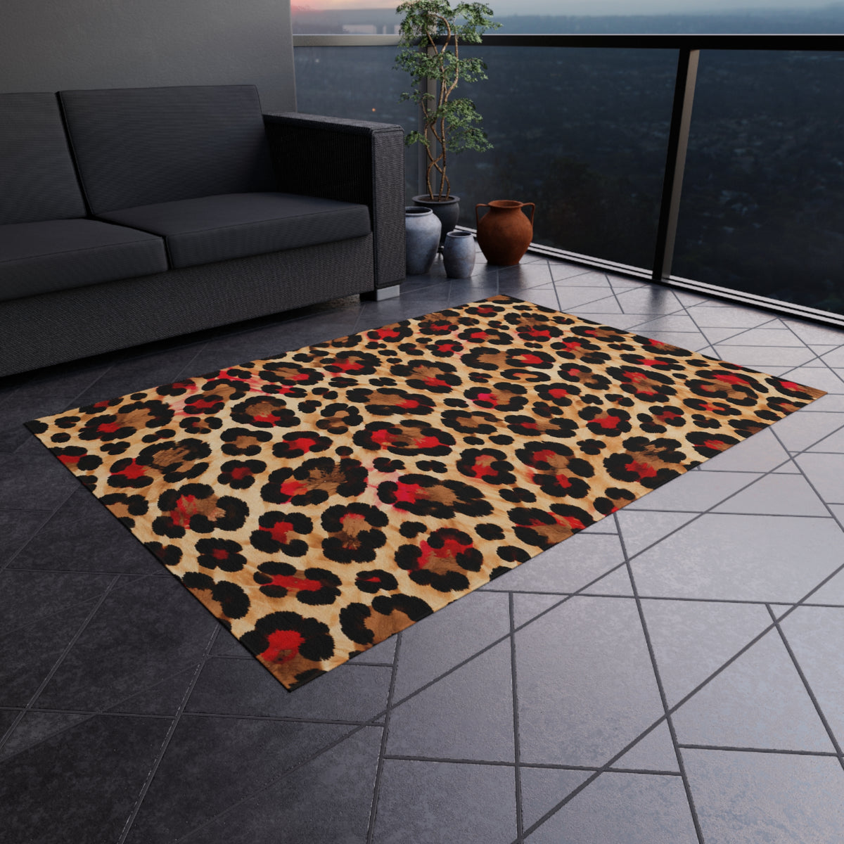 Leopard Print Outdoor Rug — Bold Animal-Print Patio Mat