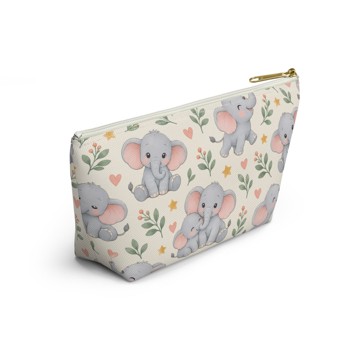Cute Baby Elephant Accessory Pouch — T‑Bottom Makeup & Diaper Bag Organizer