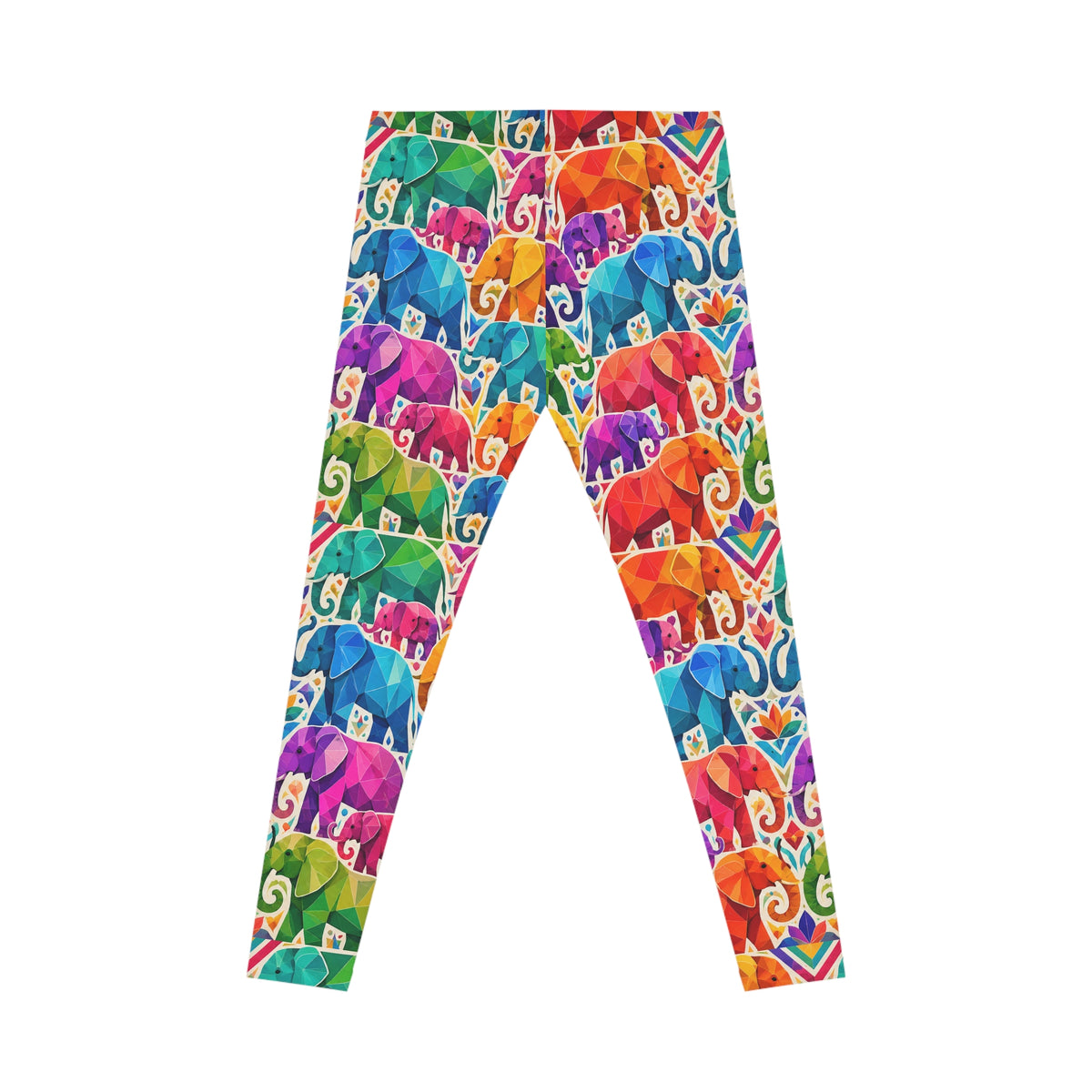 Colorful Elephant Print Leggings — Women's Rainbow All-Over Print