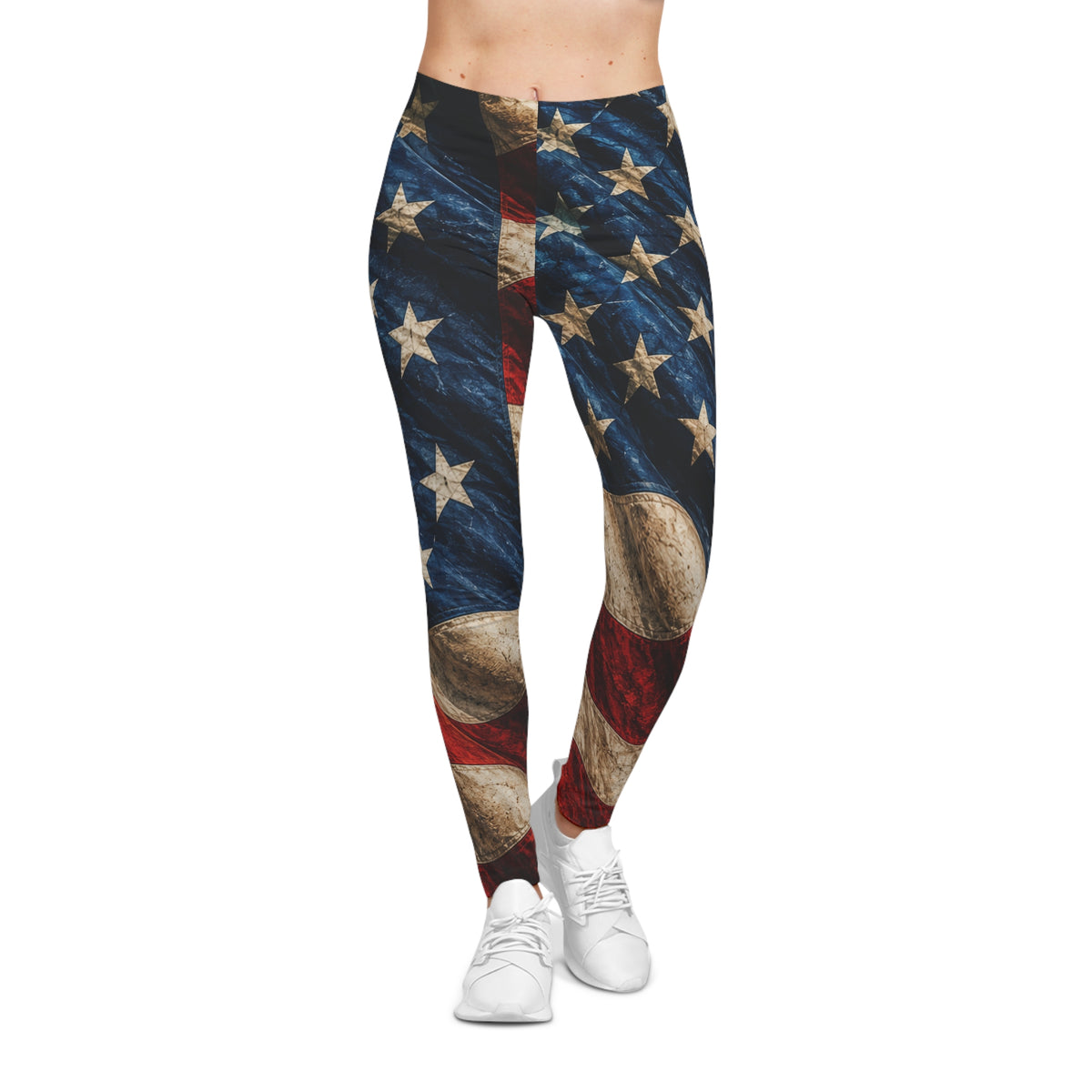 American Flag All-Over Print Leggings — Vintage Patriotic Women's Activewear