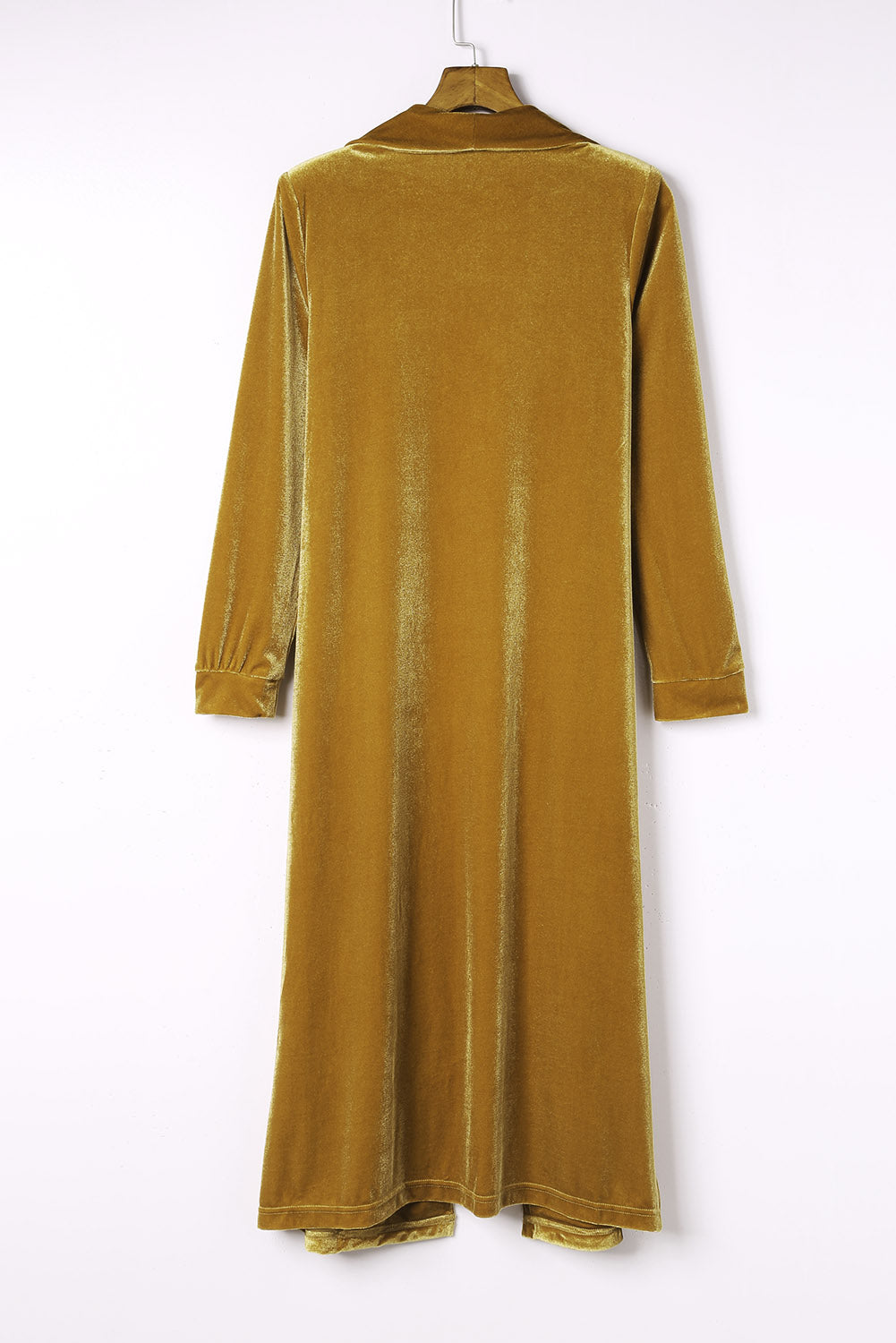 Velvet Open-Front Pocketed Cardigan