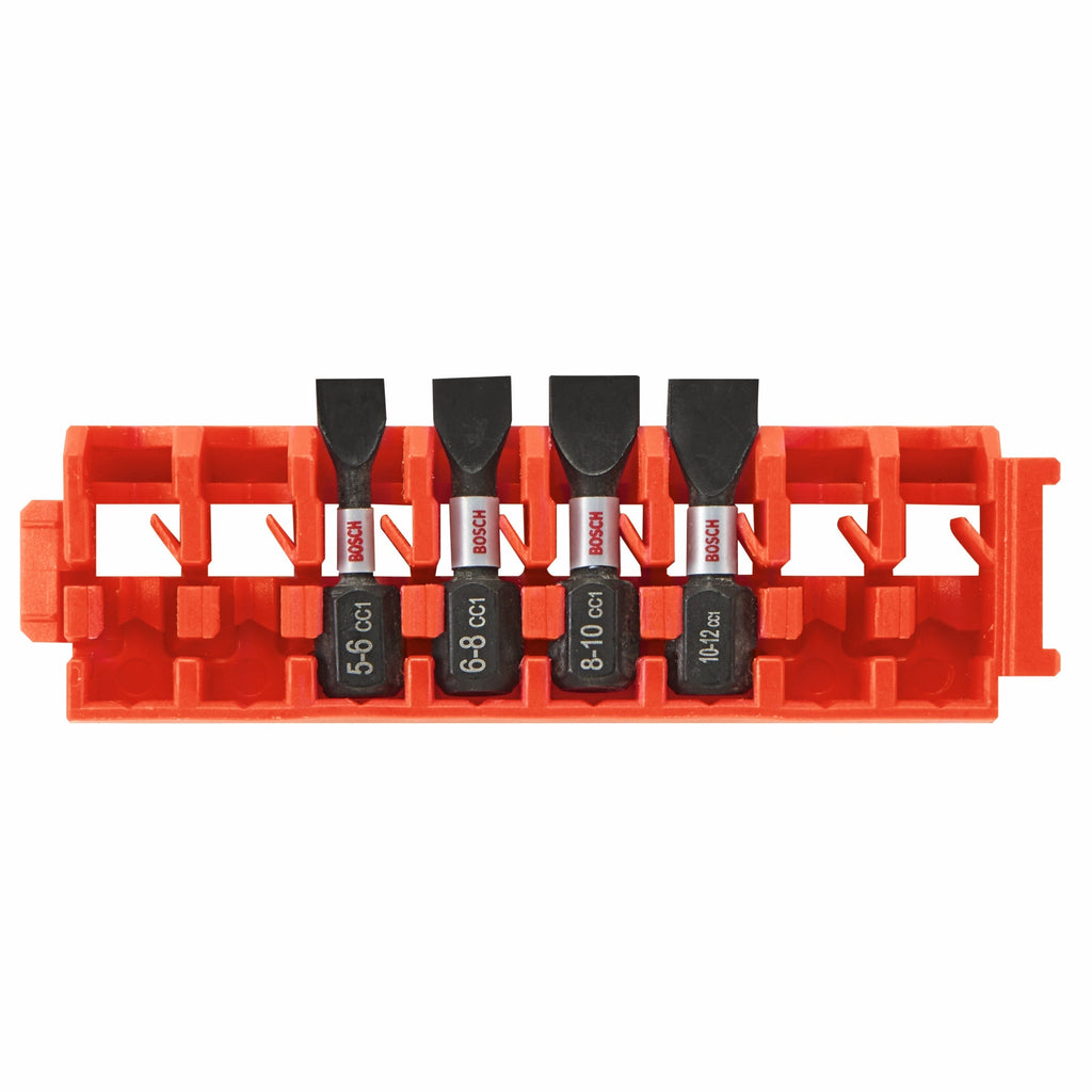 BOSCH ITDSLV104C 4 pc. Driven 1 In. Impact Slotted Insert Bit Set with Clip for Custom Case System