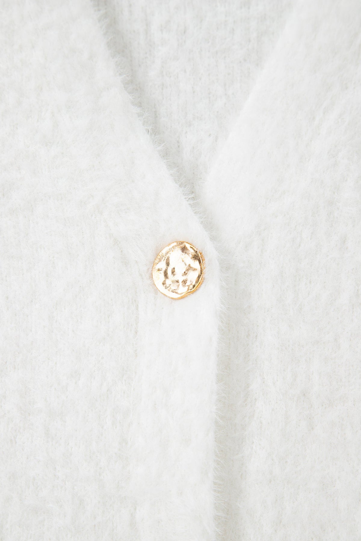 Solid Fuzzy Button-Front Cardigan