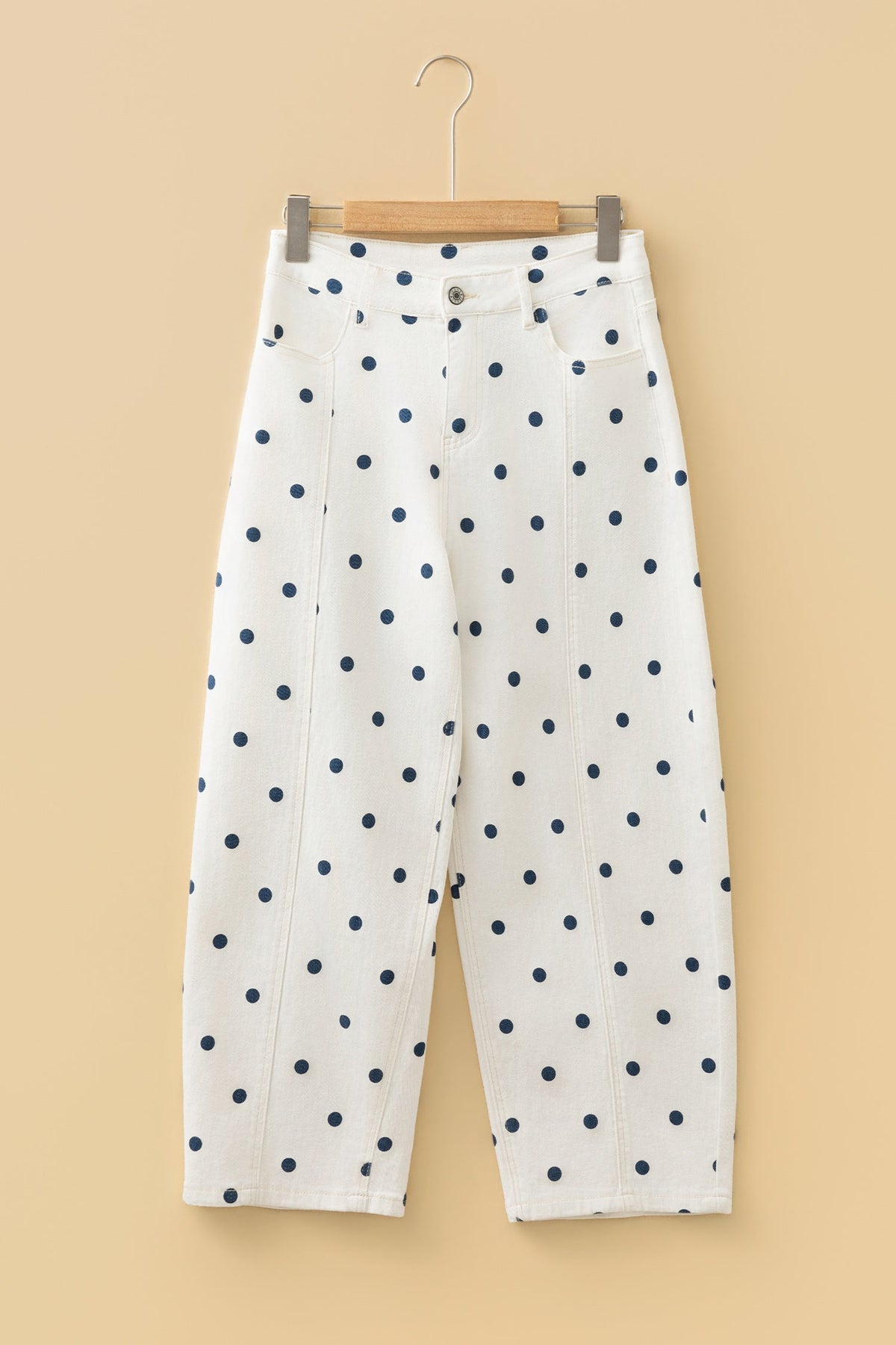 Polka Dot Tailored Seam Ankle Length Jeans