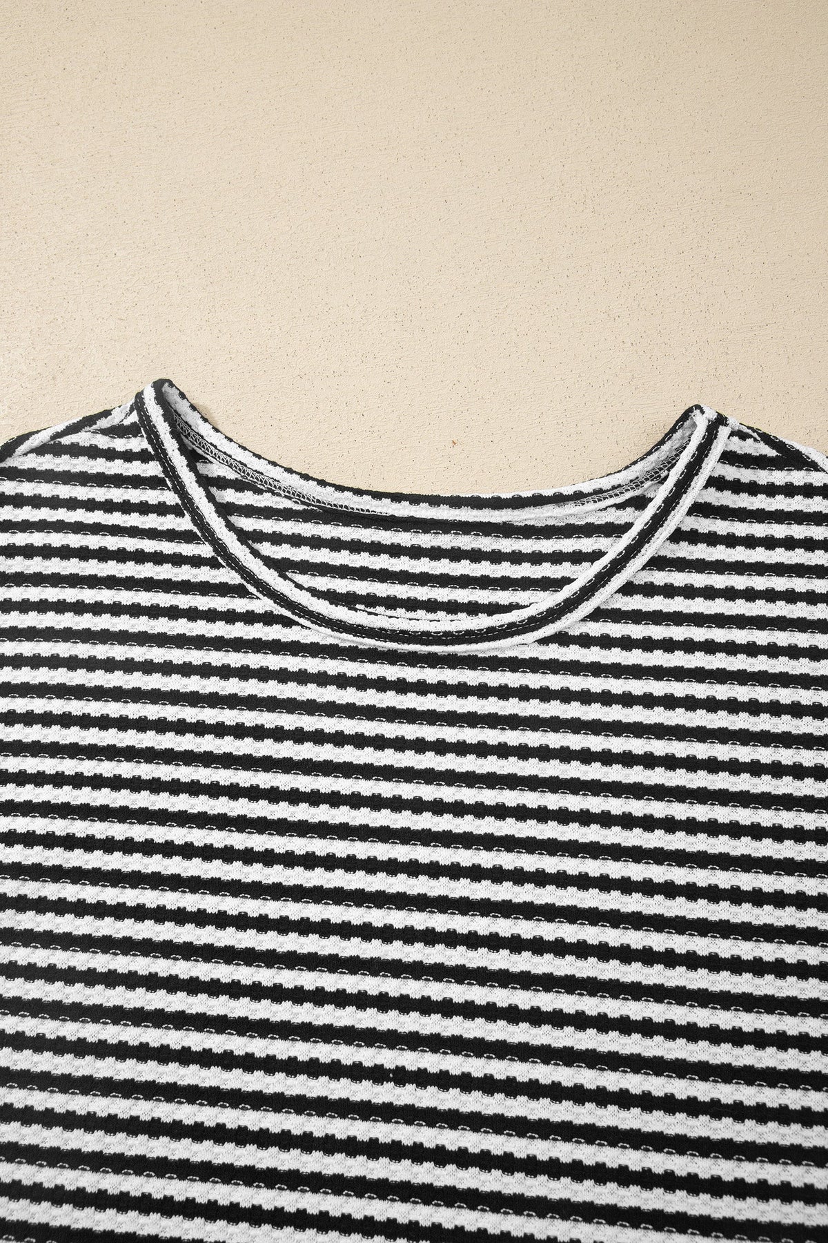 Stripe Textured Knit Top & Short Set