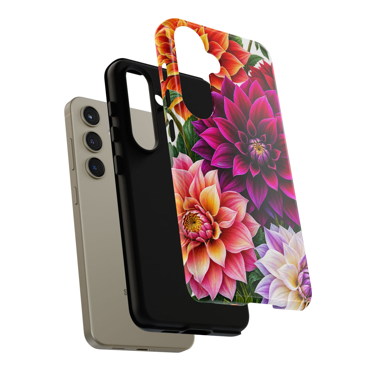 Floral Dahlia Tough Phone Case — Vibrant Protective Floral Phone Cover
