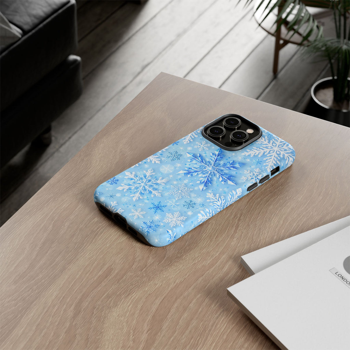 Winter Snowflake Tough Phone Case — Blue Holiday Protective Cover