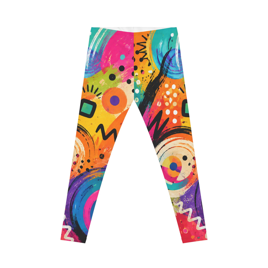 Abstract Color Burst Leggings — Vibrant All-Over-Print Women's Activewear