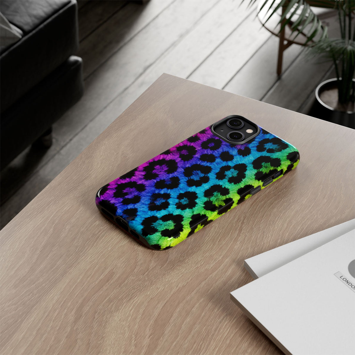 Neon Rainbow Leopard Tough Case – Colorful Animal Print Phone Cover