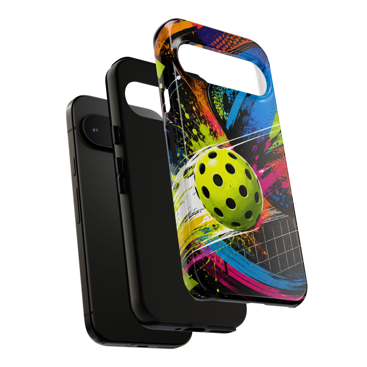 Pickleball Phone Case – Neon Paddle & Ball Splash Tough Case