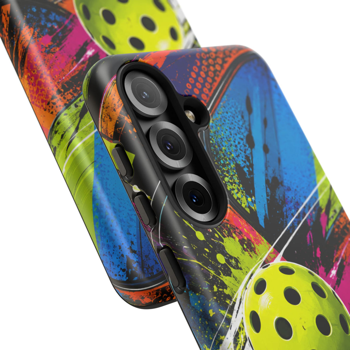 Pickleball Phone Case – Neon Paddle & Ball Splash Tough Case