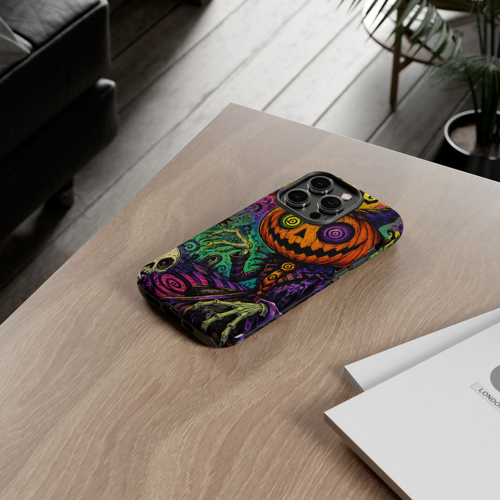 Halloween Pumpkin Skull Phone Case — Psychedelic Jack-o'-Lantern Tough Case