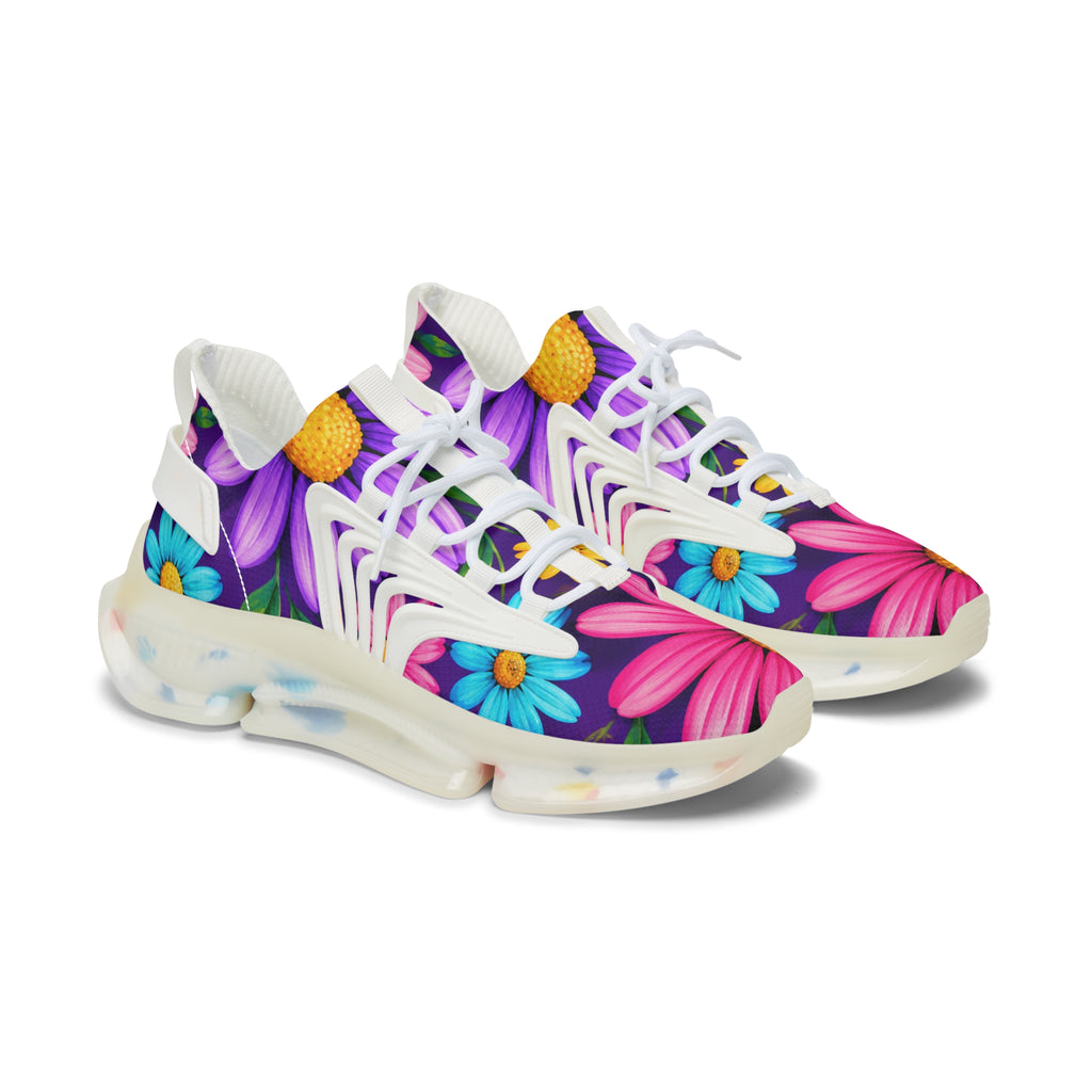 Floral Daisy Mesh Sneakers — Colorful Women's Athletic Shoes