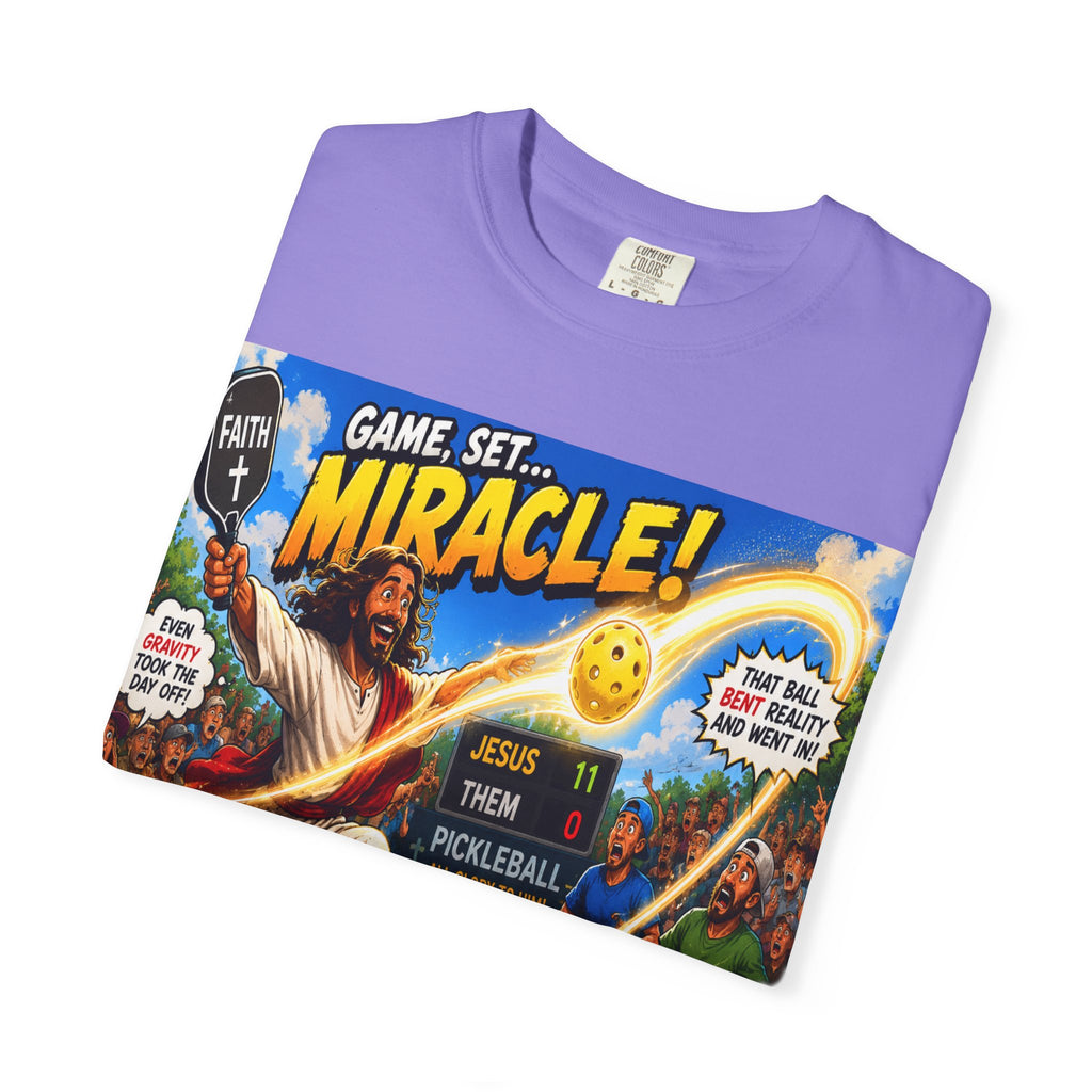 Game, Set, Miracle! Jesus Pickleball Graphic T-Shirt
