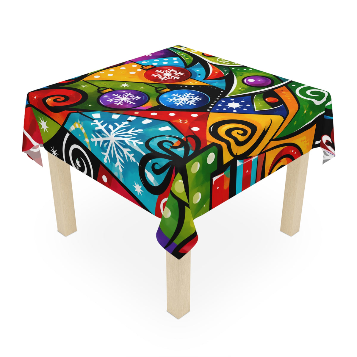 Colorful Abstract Christmas Tree Tablecloth – Festive Holiday Dining Decor