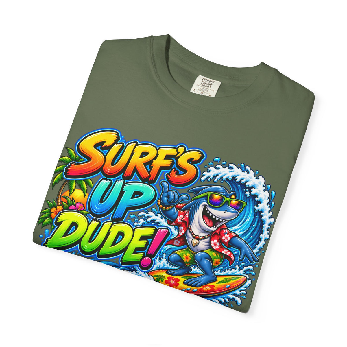 Surf's Up Dude! Surf Shark Graphic T-Shirt