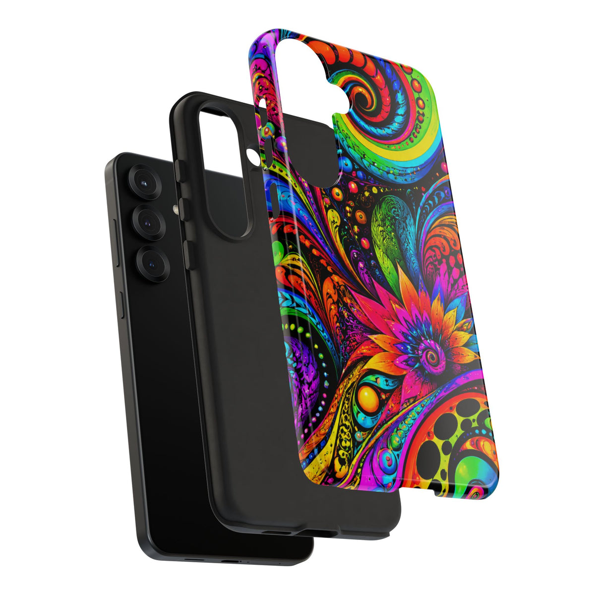 Psychedelic Floral Phone Case — Vibrant Swirl Tough Protective Cover
